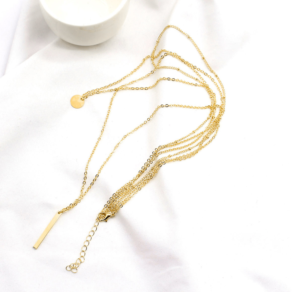 ゴールド三連重ね付け風チョーカーネックレス