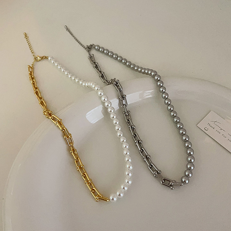 パール チェーン デザイン ネックレス レディース 錆びにくい上品アクセサリー
