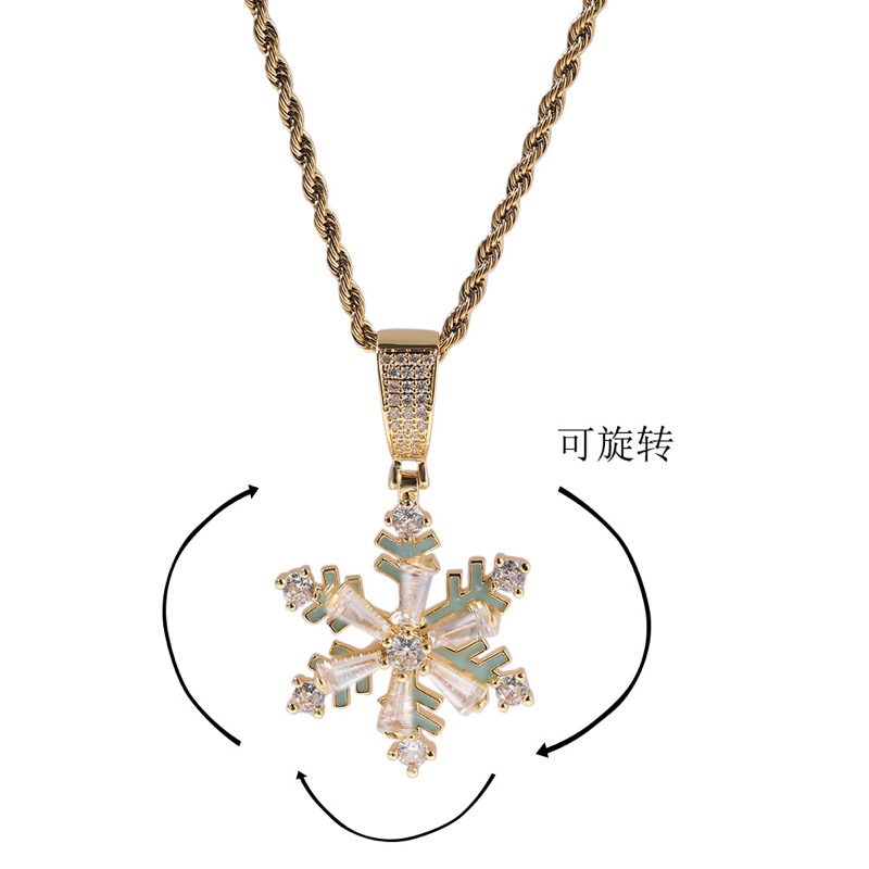 ゴールド雪の結晶ペンダントネックレス