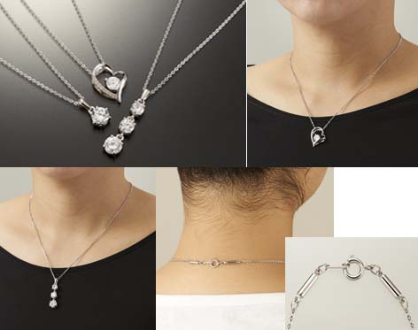 シルバー煌きジルコニア磁気ネックレス3本組