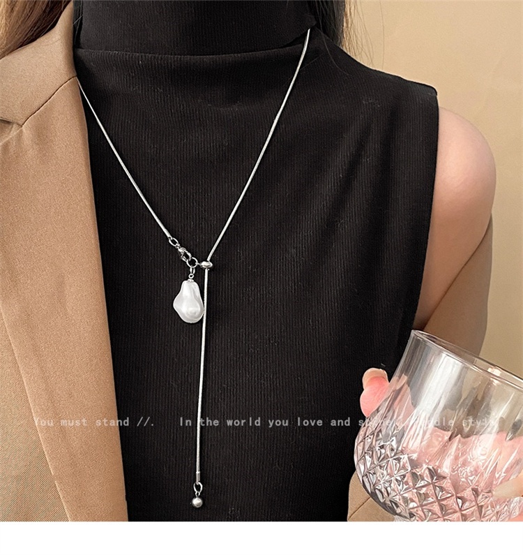 シルバー真珠ペンダントネックレス　プレゼント ロング