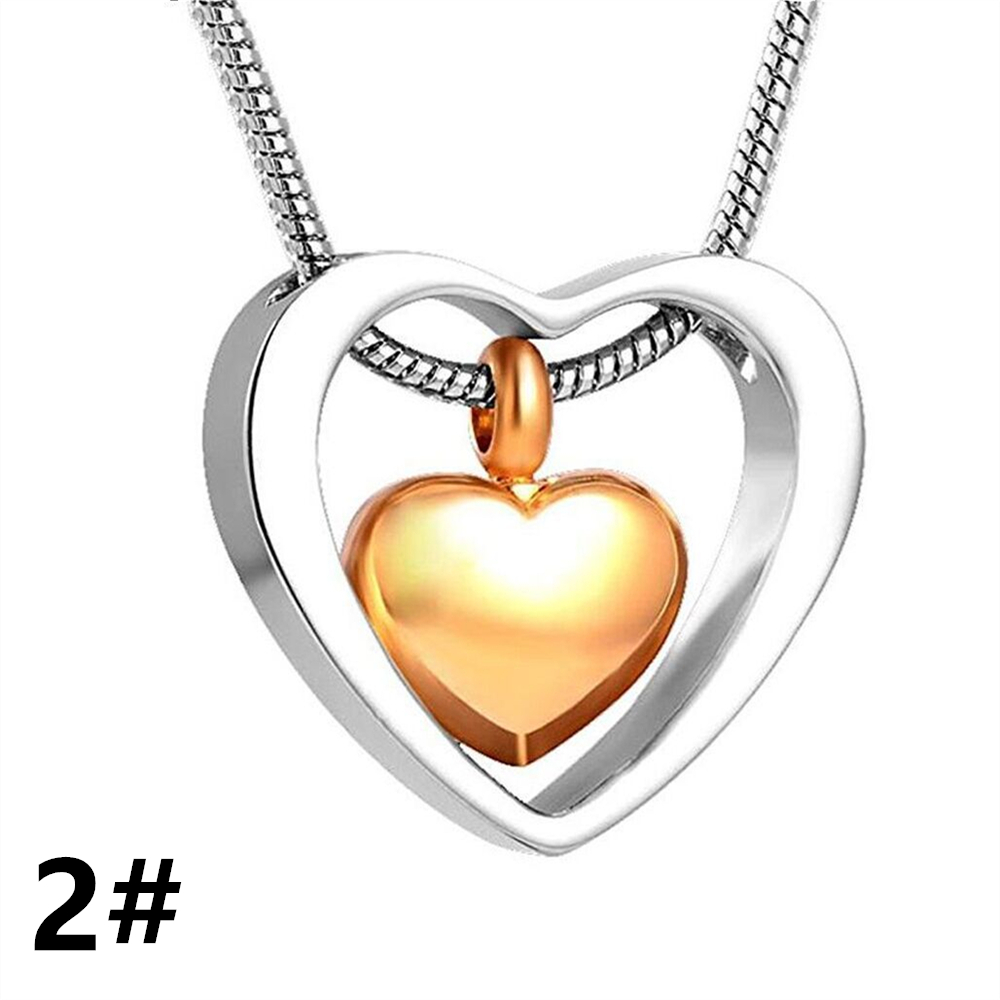 ダブルハート シルバー 遺骨ネックレス チェーン付き