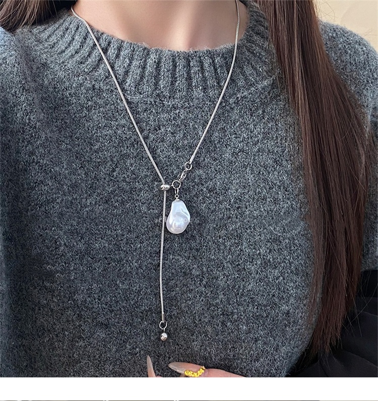 シルバー真珠ペンダントネックレス　プレゼント ロング