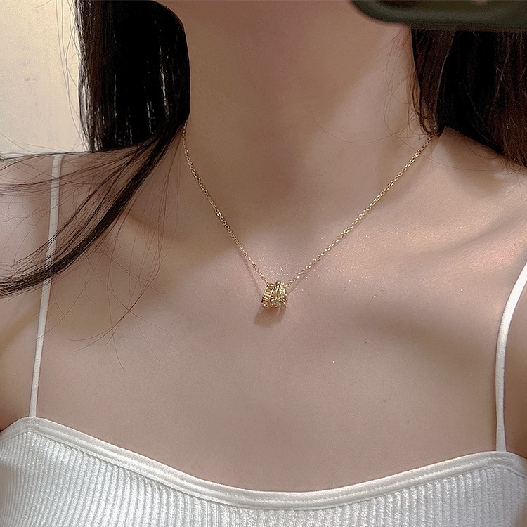 ゴールド二重輪デザインネックレス錆びにくい