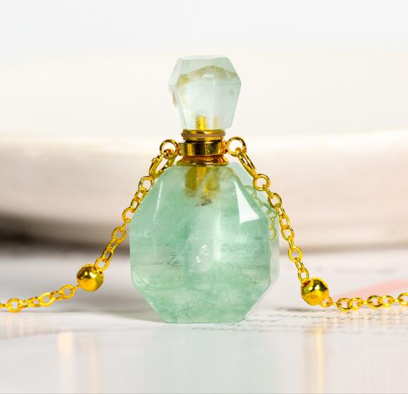 天然石 香水瓶 ゴールドチェーンネックレス パフューム