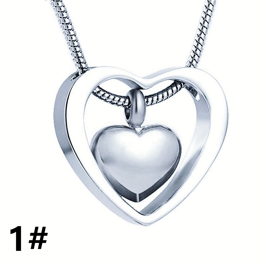 ダブルハート シルバー 遺骨ネックレス チェーン付き