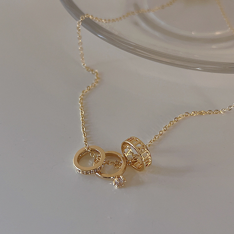 ゴールド二重輪デザインネックレス錆びにくい