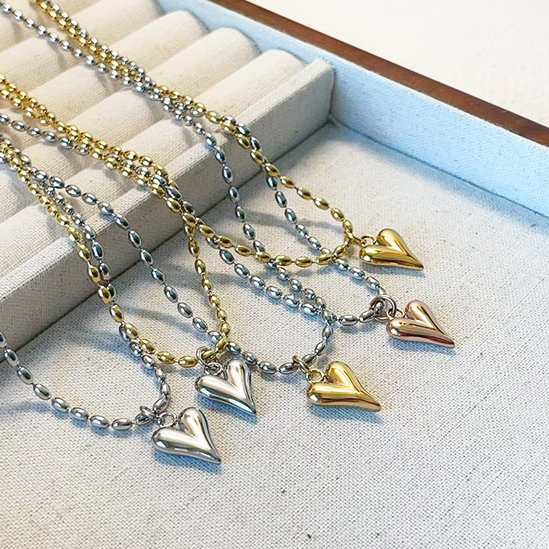 ゴールドハート型ネックレス 錆びにくい首飾り