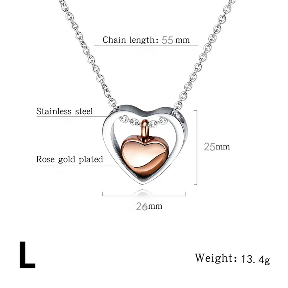 ダブルハート シルバー 遺骨ネックレス チェーン付き