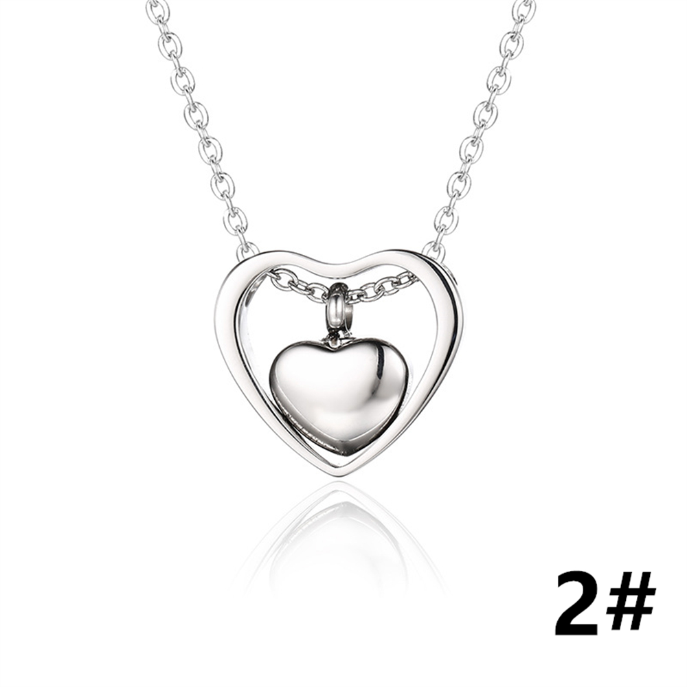 シルバー二重ハート遺骨ネックレス チェーン付き
