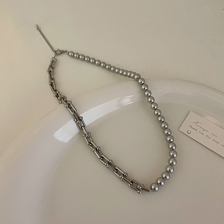 パール チェーン デザイン ネックレス レディース 錆びにくい上品アクセサリー