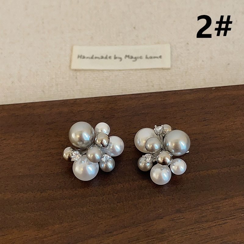 パール花束モチーフ シルバーネックレス 