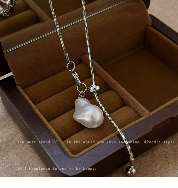 シルバー真珠ペンダントネックレス　プレゼント ロング