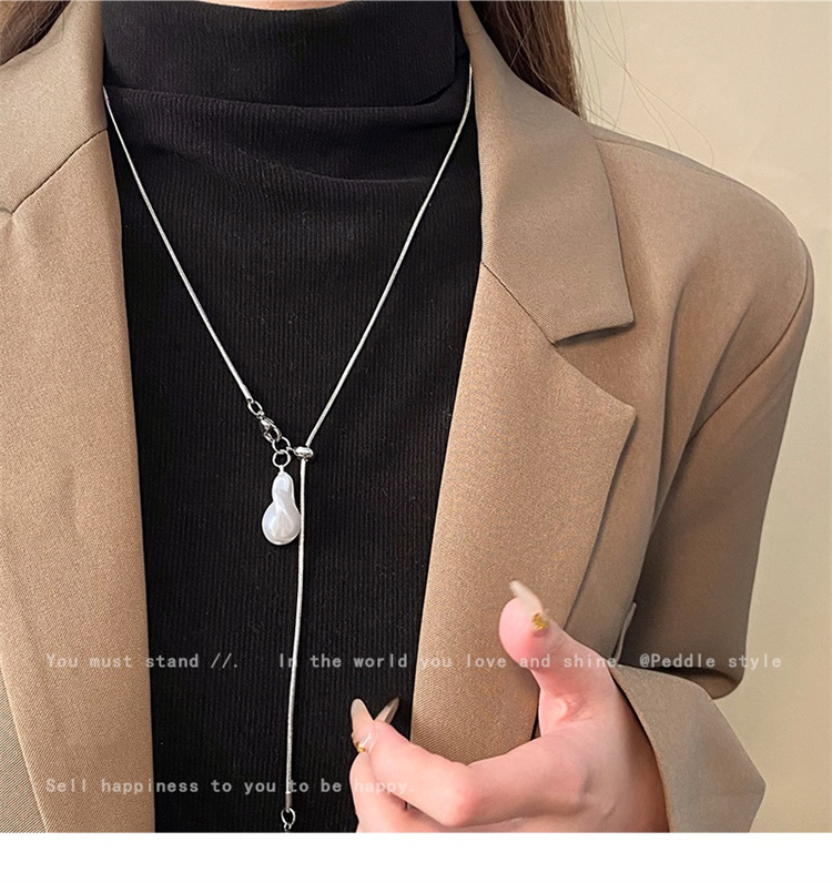 シルバー真珠ペンダントネックレス　プレゼント ロング