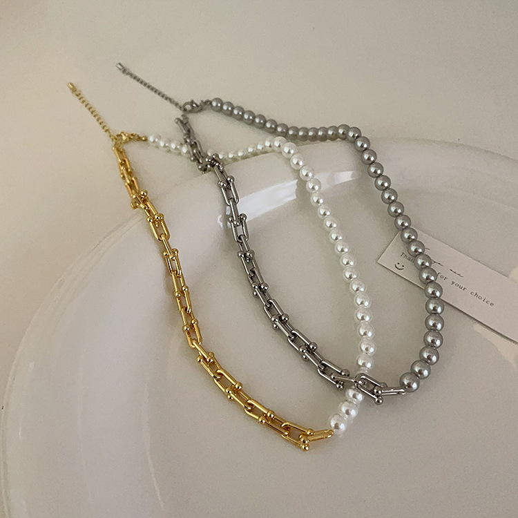 パール チェーン デザイン ネックレス レディース 錆びにくい上品アクセサリー