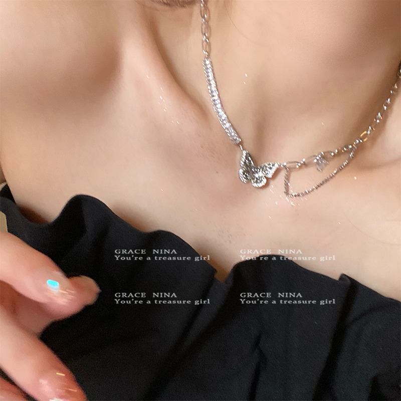 シルバー編み込みハートペンダントネックレス