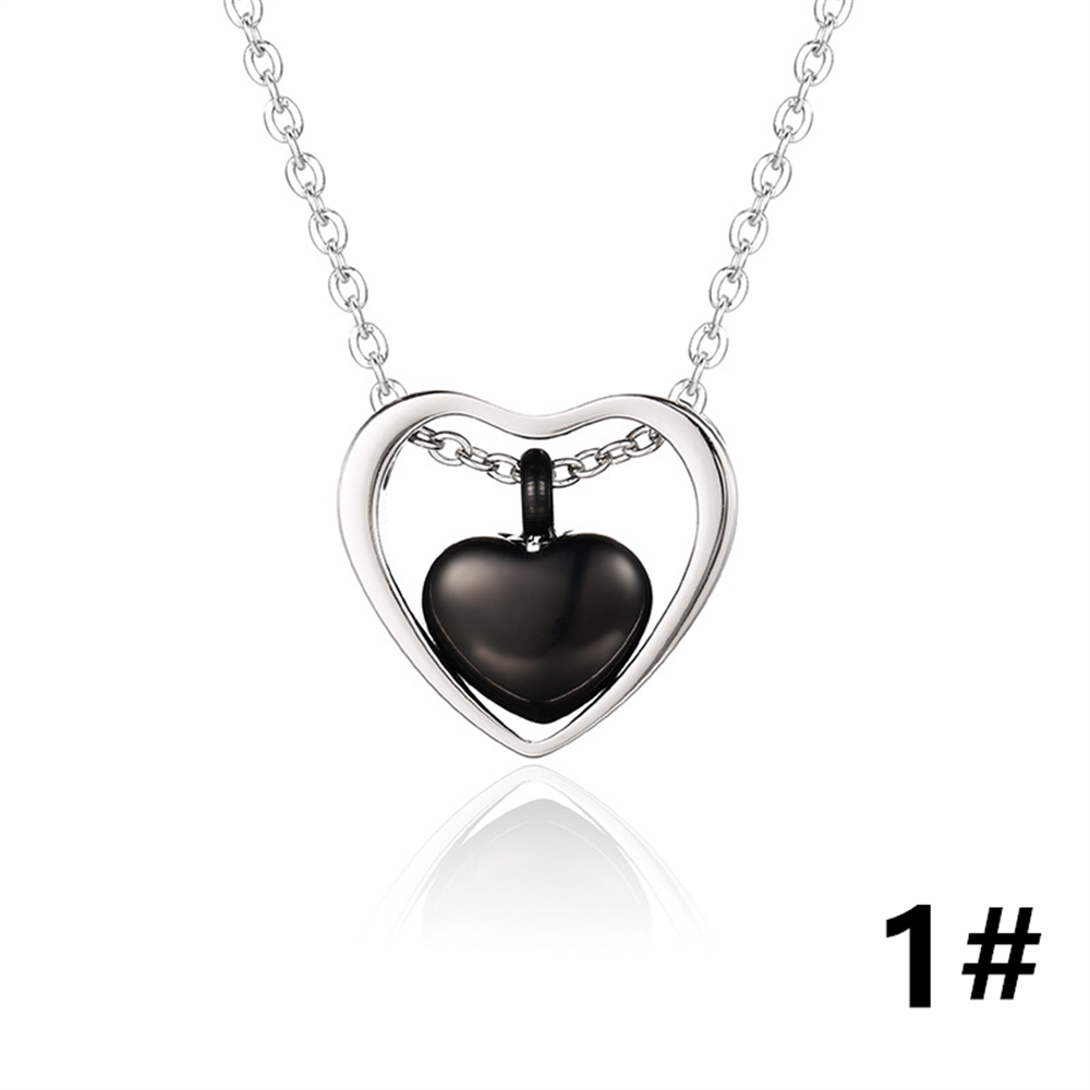 シルバー二重ハート遺骨ネックレス チェーン付き