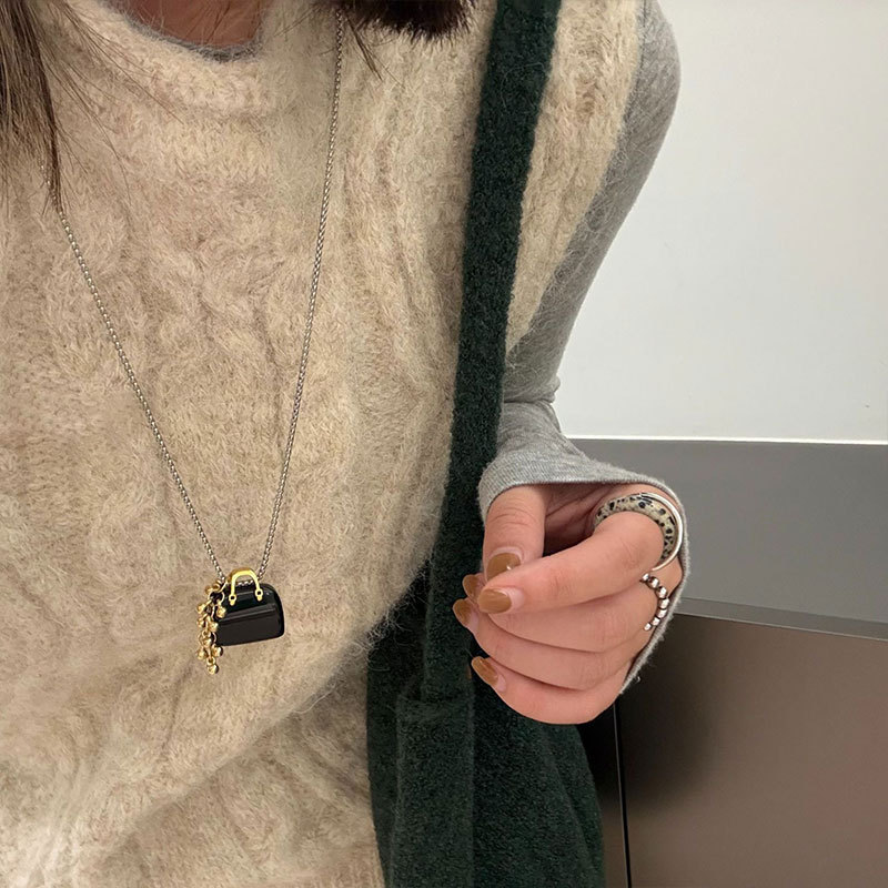 レゴールドチェーン付きミニバッグモチーフ首飾りレディース