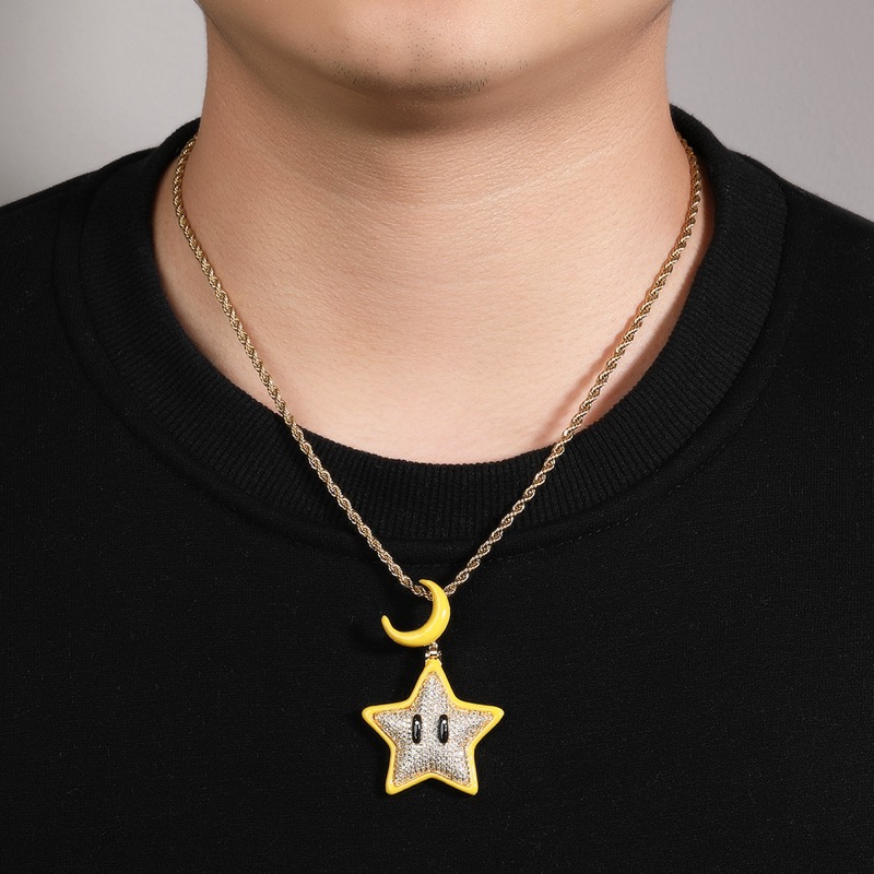 ゴールド星と月ペンダントネックレス