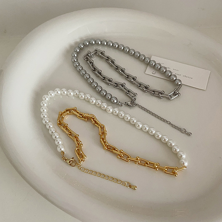 パール チェーン デザイン ネックレス レディース 錆びにくい上品アクセサリー