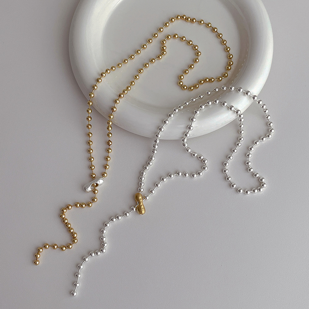 十四金コーティング シルバー ボールチェーン ネックレス 錆びにくい