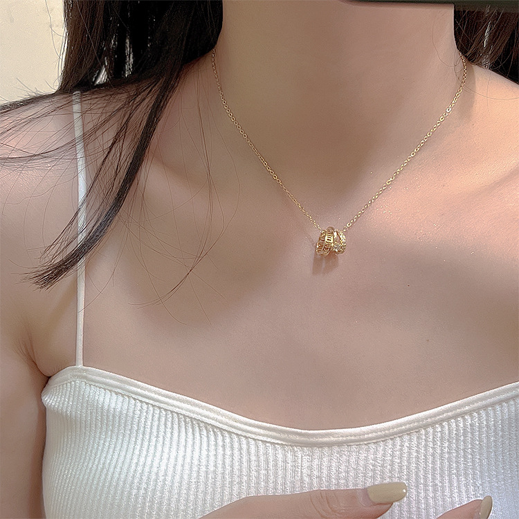 ゴールド二重輪デザインネックレス錆びにくい