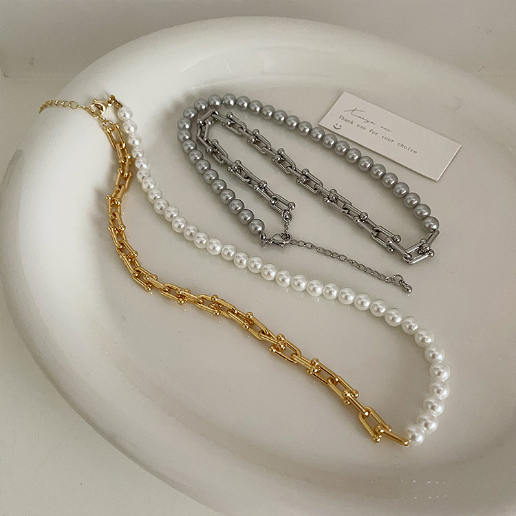 パール チェーン デザイン ネックレス レディース 錆びにくい上品アクセサリー