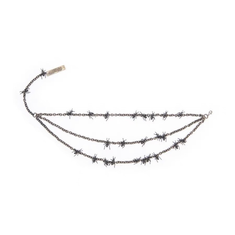 シルバー蜘蛛モチーフ三連チェーンネックレス