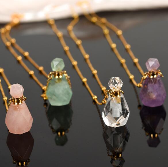 天然石 香水瓶 ゴールドチェーンネックレス パフューム