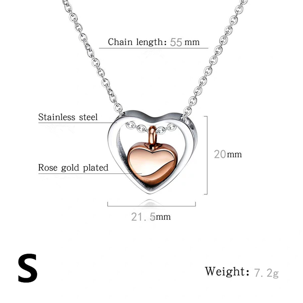 ダブルハート シルバー 遺骨ネックレス チェーン付き