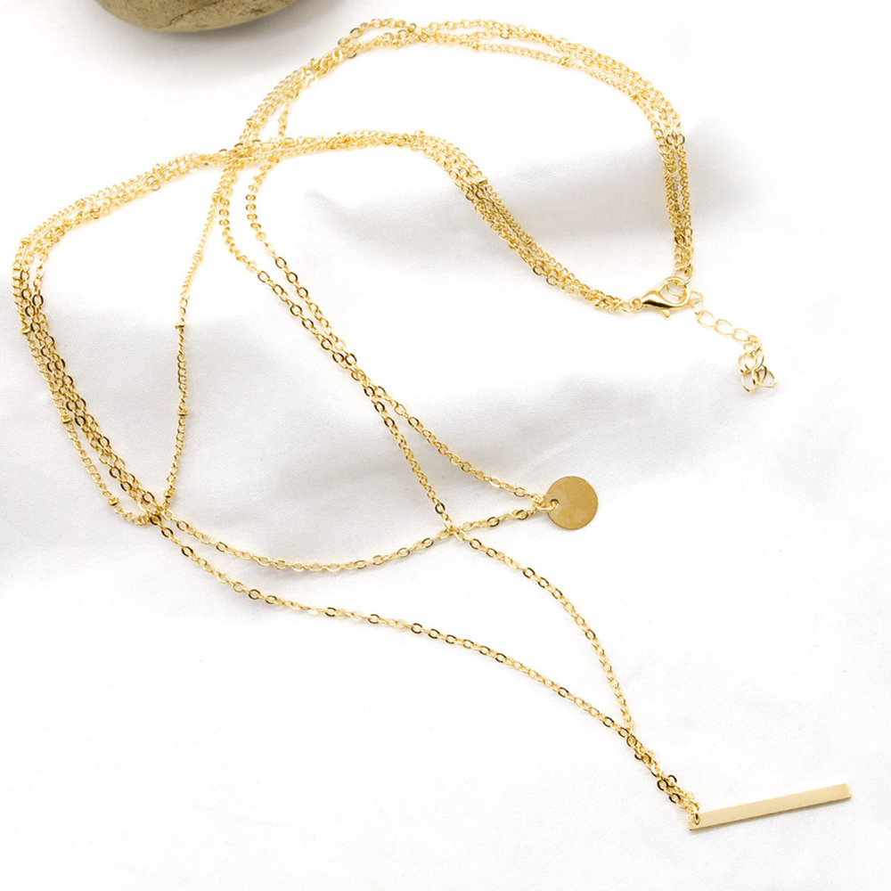 ゴールド三連重ね付け風チョーカーネックレス