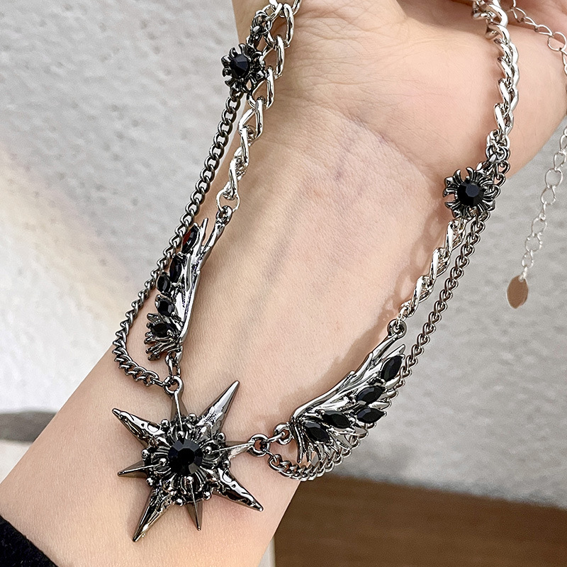 シルバー星座ペンダント羽根チェーンネックレス