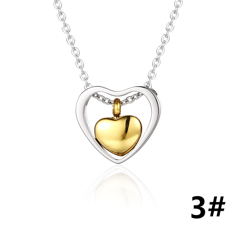 シルバー二重ハート遺骨ネックレス チェーン付き