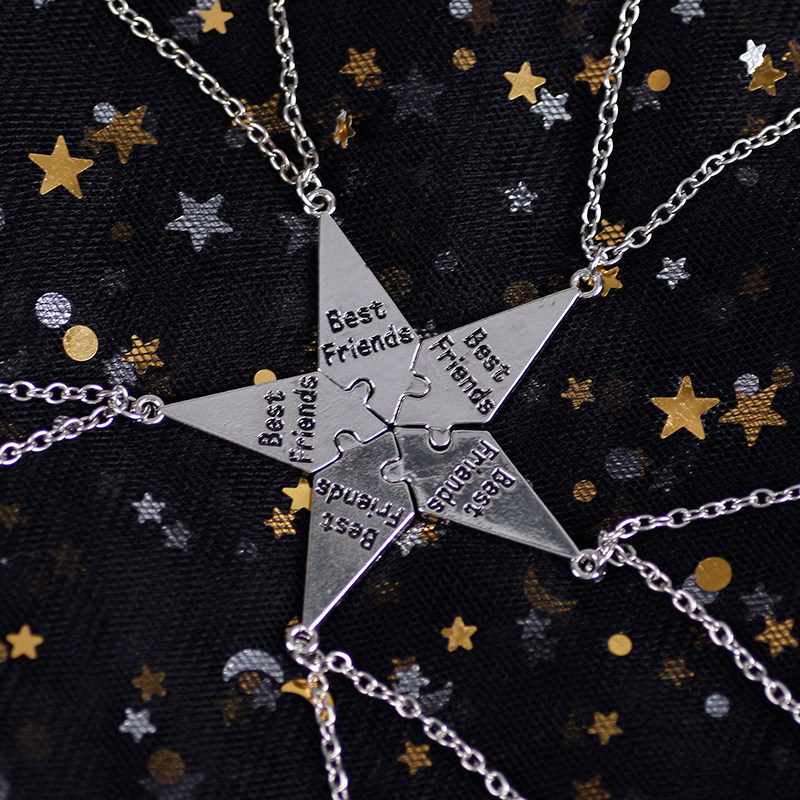 星型パズルピース五連友情ネックレス
