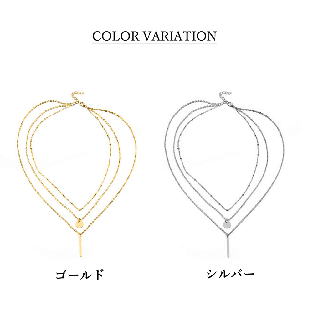 ゴールド三連重ね付け風チョーカーネックレス