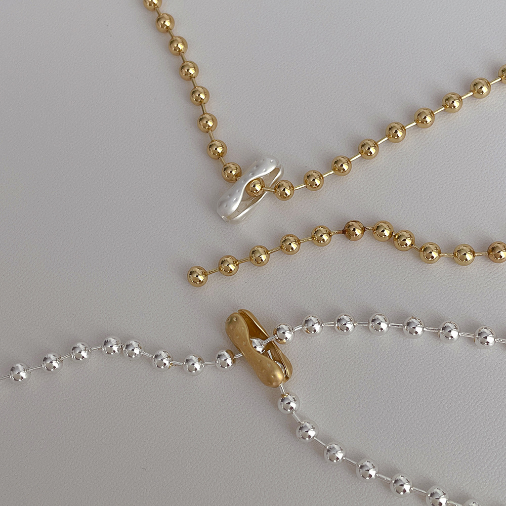 十四金コーティング シルバー ボールチェーン ネックレス 錆びにくい