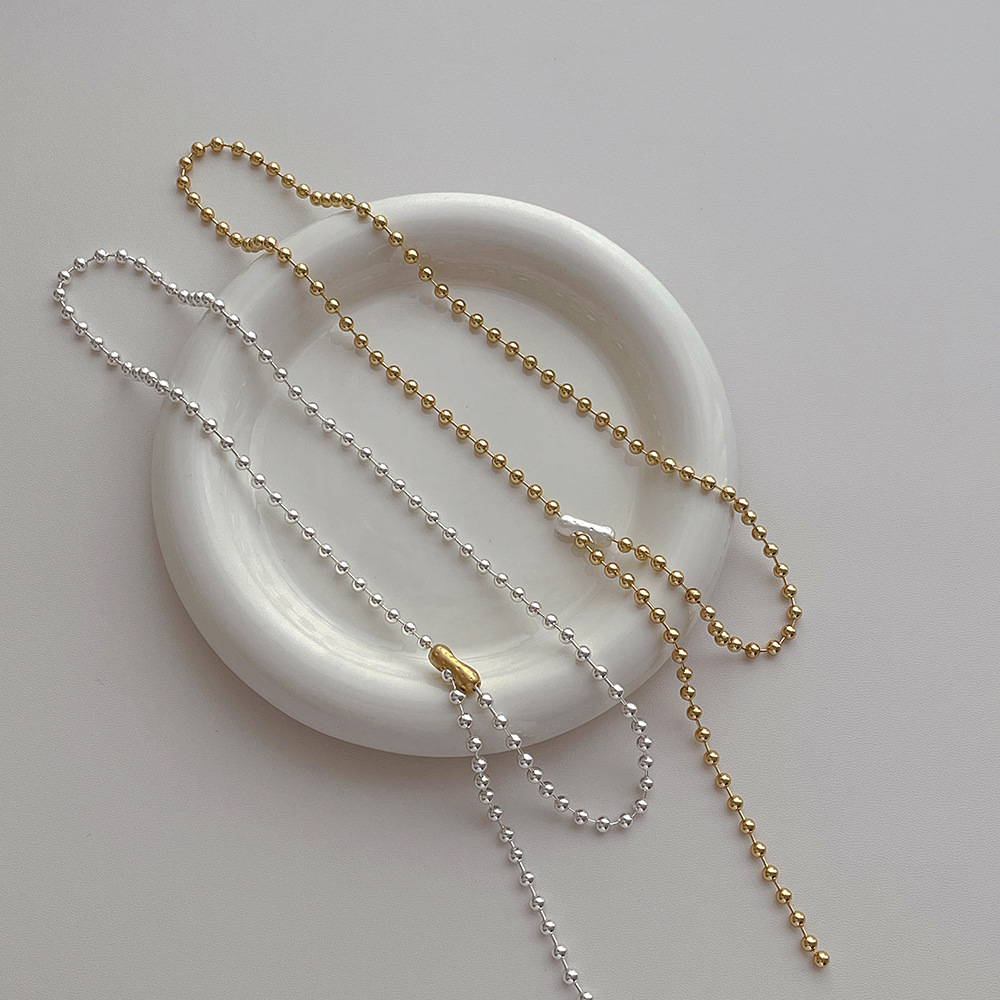 十四金コーティング シルバー ボールチェーン ネックレス 錆びにくい