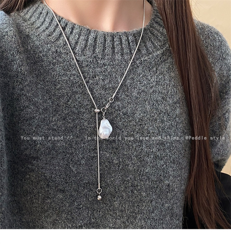 シルバー真珠ペンダントネックレス　プレゼント ロング