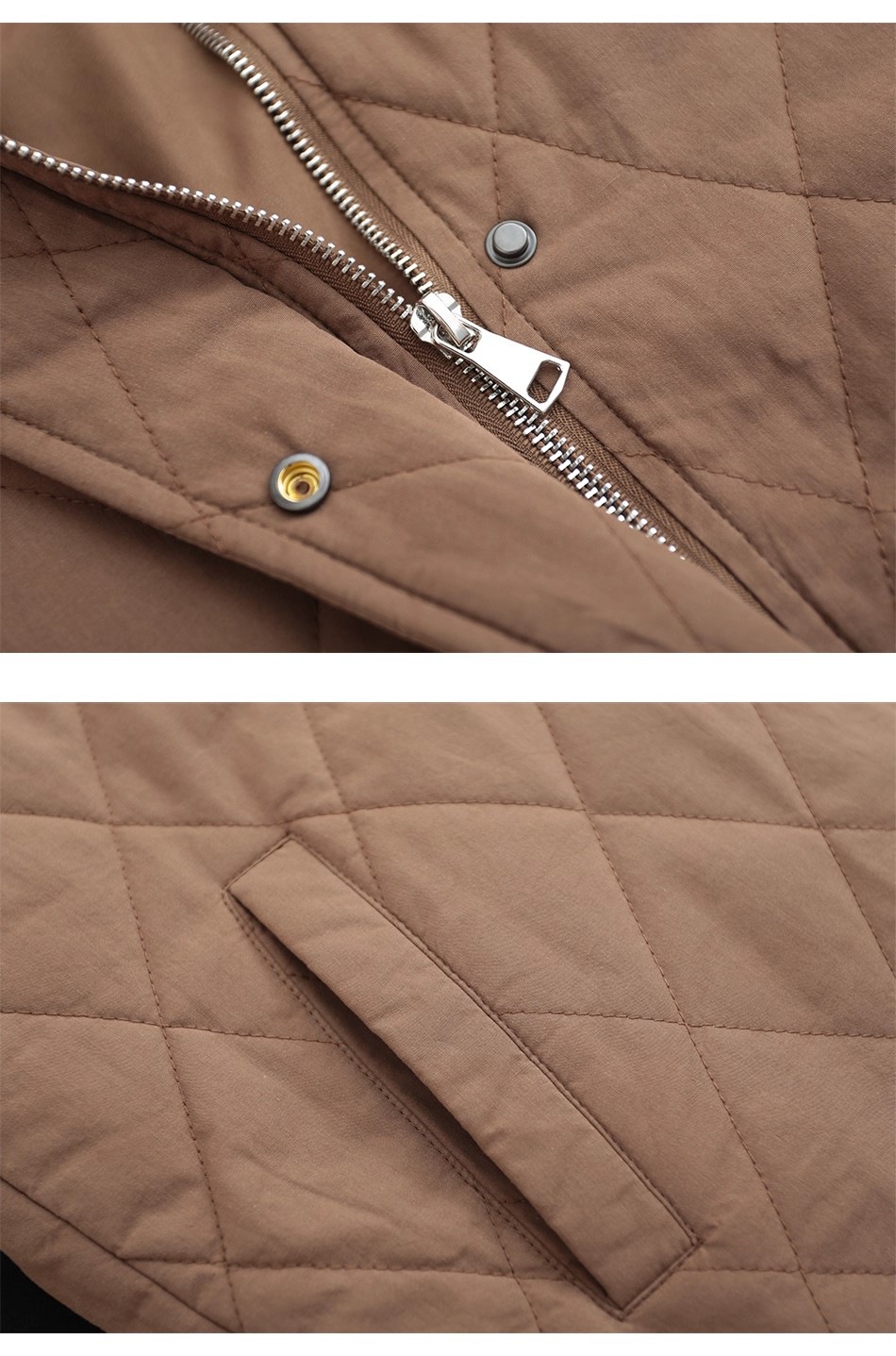 30代ファッション ボア襟付きキルティング中綿ジャケット