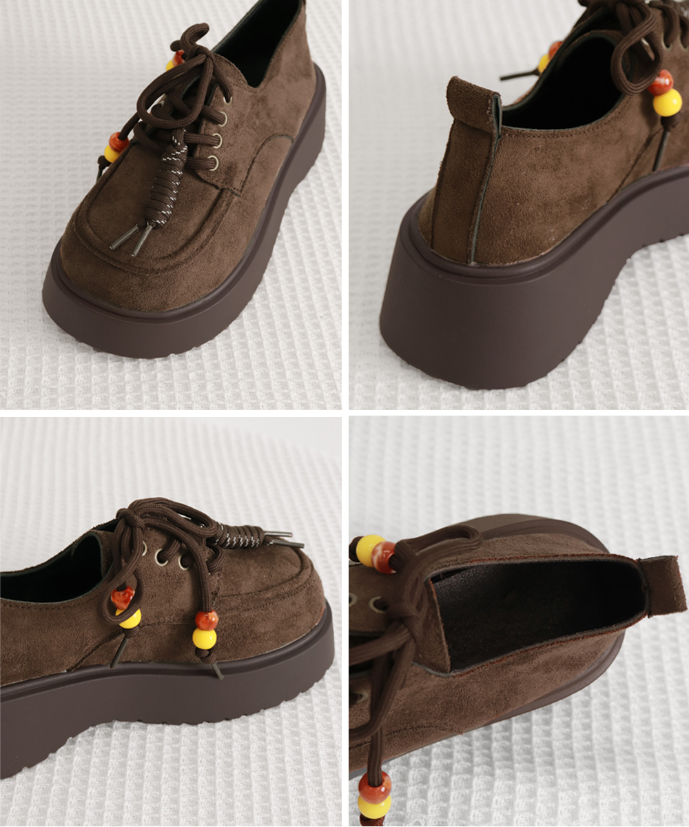 30代ファッション 厚底編み上げローファー 大人可愛い歩きやすい靴