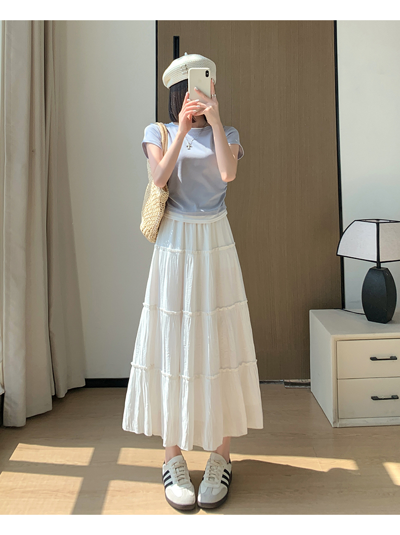 30代ファッション ティアードマキシスカート