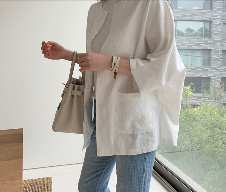 30代ファッション 春夏無地ジャケット体型カバー紫外線対策