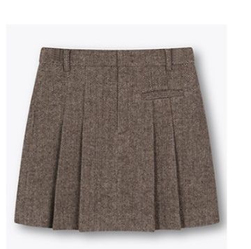 30代ファッション ツイードダブルジャケット&プリーツスカートセット