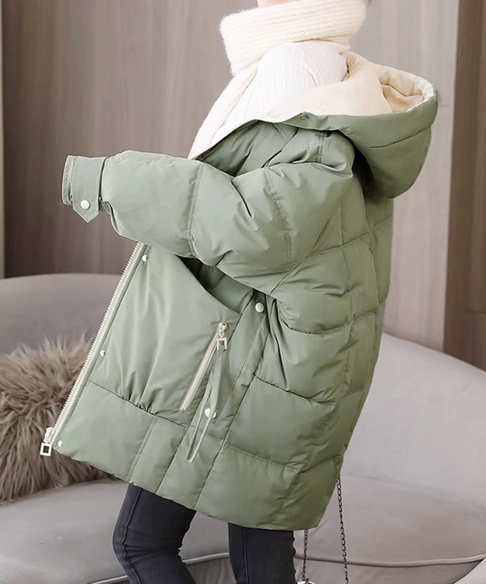 30代ファッション フード付き中綿ダウンコート 防寒アウター