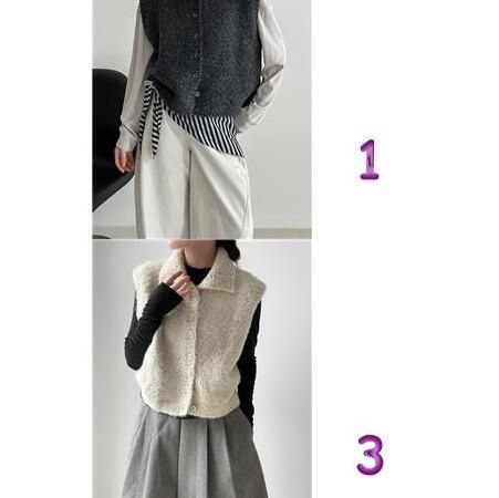 30代ファッション ふわもこニットベスト韓国風レディース4色