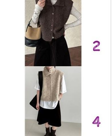 30代ファッション ふわもこニットベスト韓国風レディース4色