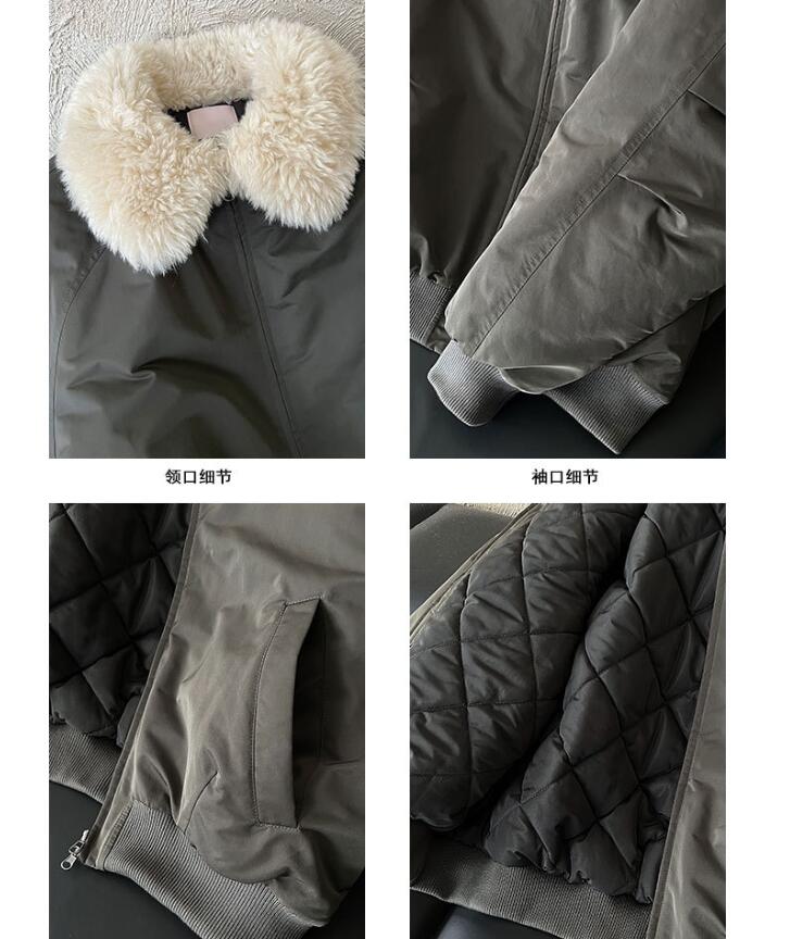 30代ファッション ファー襟付きボンバージャケット韓国風