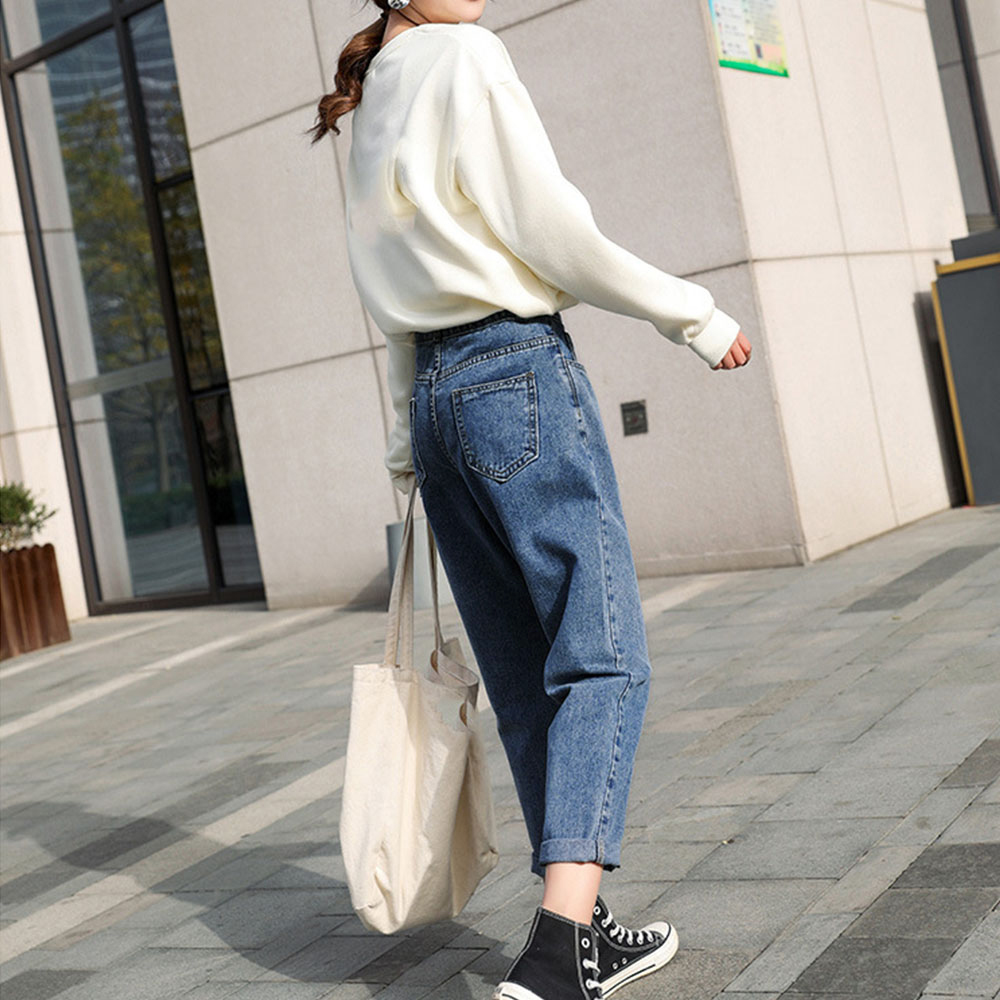 30代ファッション ハイウエストデニムパンツ レディース ゆったりストレート