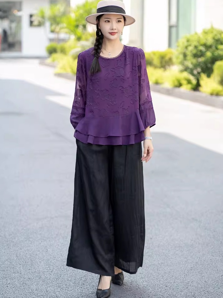 30代ファッション シルエット美人ワイドパンツ
