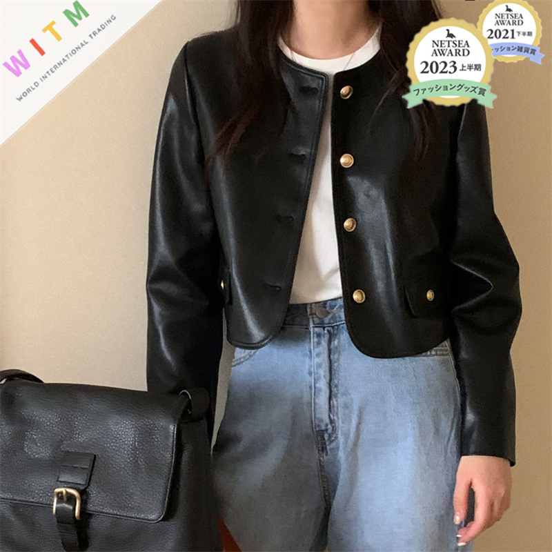 30代ファッション 秋冬新作 合成皮革ショート丈ジャケット 長袖アウター